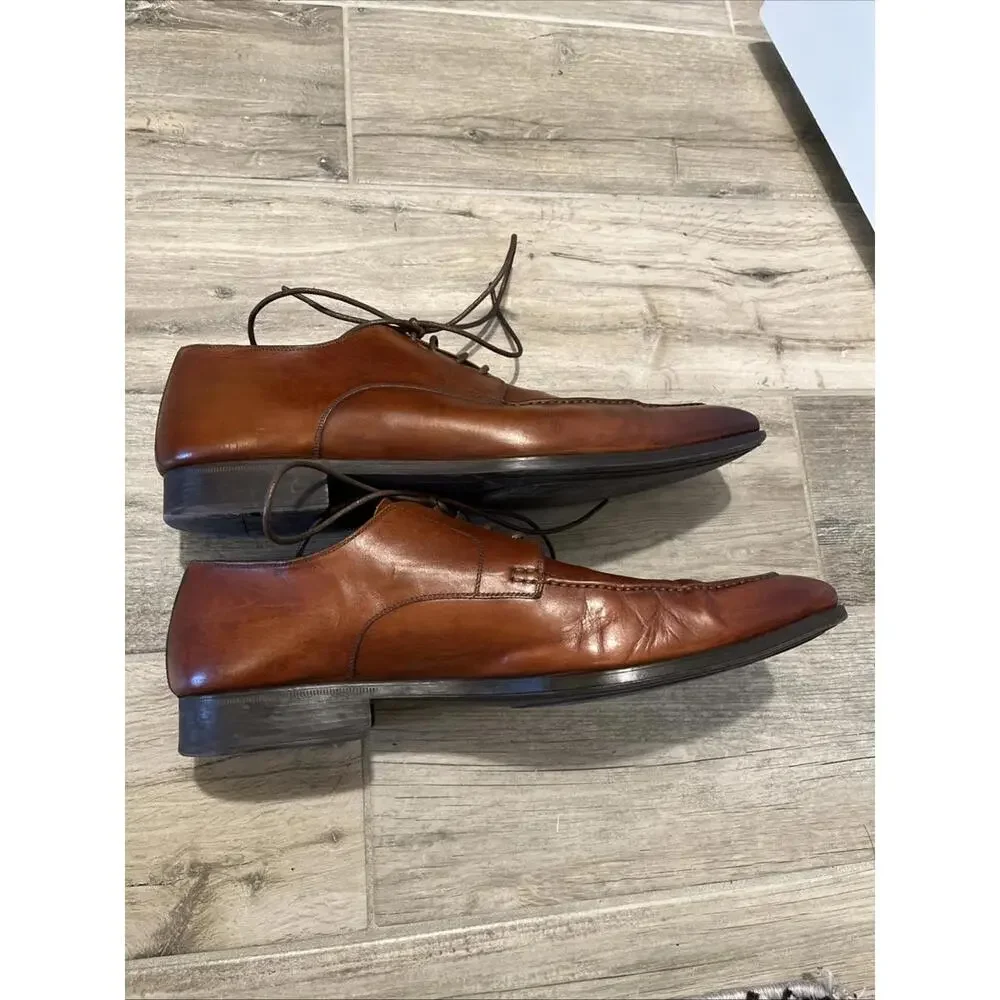 MAGNANNI MENS OXFORD CHILI BROWN DRESS SHOES SIZE 14M MADE SPAIN RP~$400+